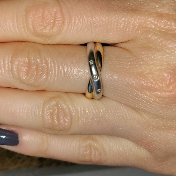 White and yellow 14K gold ring with dimonds - Picture 4 of 16